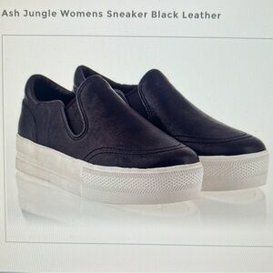 Ash Black and White Slip-On Sneakers with Platform Sole Women's Size 6 Black